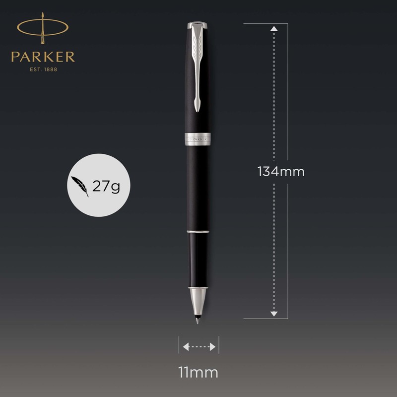 Parker Sonnet Tintenroller | Matt-Schwarze Lackierung mit Palladiumzierteilen | feine