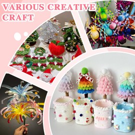 Pipe Cleaners, 300 PCS Pipe Cleaners Craft for Flowers 3 Colors Thick Pipe Cleaners Craft Bulk Christmas Fuzzy Sticks Chenille Stems for DIY Flower Bouquet Kids DIY Craft Projects and Decor