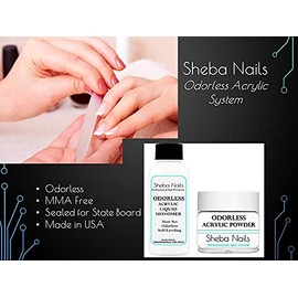 SHEBA NAILS Odorless Acrylic Combo Kit - 4oz. Liquid & 1oz. Powder Acrylic Nails DIY Nail Extension Perfect For Cosmetology Students - Tamper Proof/Evident Seal
