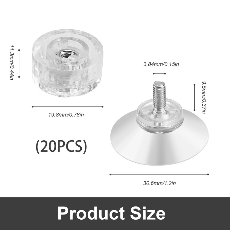 HERKINDNESS Window Suction Cups, Pack of 20 30 mm Suction