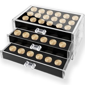 WUERLIN 54 Slot Wax Seal Stamp Storage Organizer with 3 Drawers Acrylic Clear & Portable Design for Neatly Organizing Sealing Accessories and Wax Seal Stamp Heads