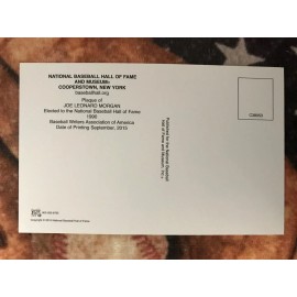 Joe Morgan Postcard- Baseball Hall of Fame Induction Plaque - Reds Photo