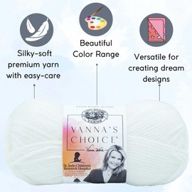 Lion Brand Vanna's Choice White 860-100 (3-Skeins - Same Dye Lot) Worsted Medium #4 Acrylic Yarn for Crocheting and Knitting with Project Bag