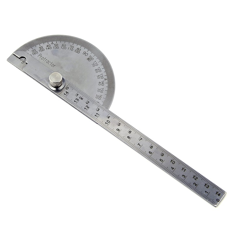 RHINORO 0-180° 180 Degree Stainless Steel Protractor Tool Angle Finder