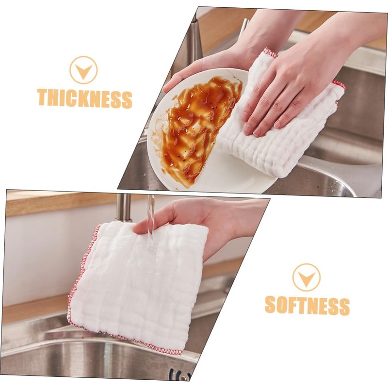 CHILDWEET 6Pcs Ultra Absorbent Cotton Kitchen Dishcloths Thick Cleaning Towels