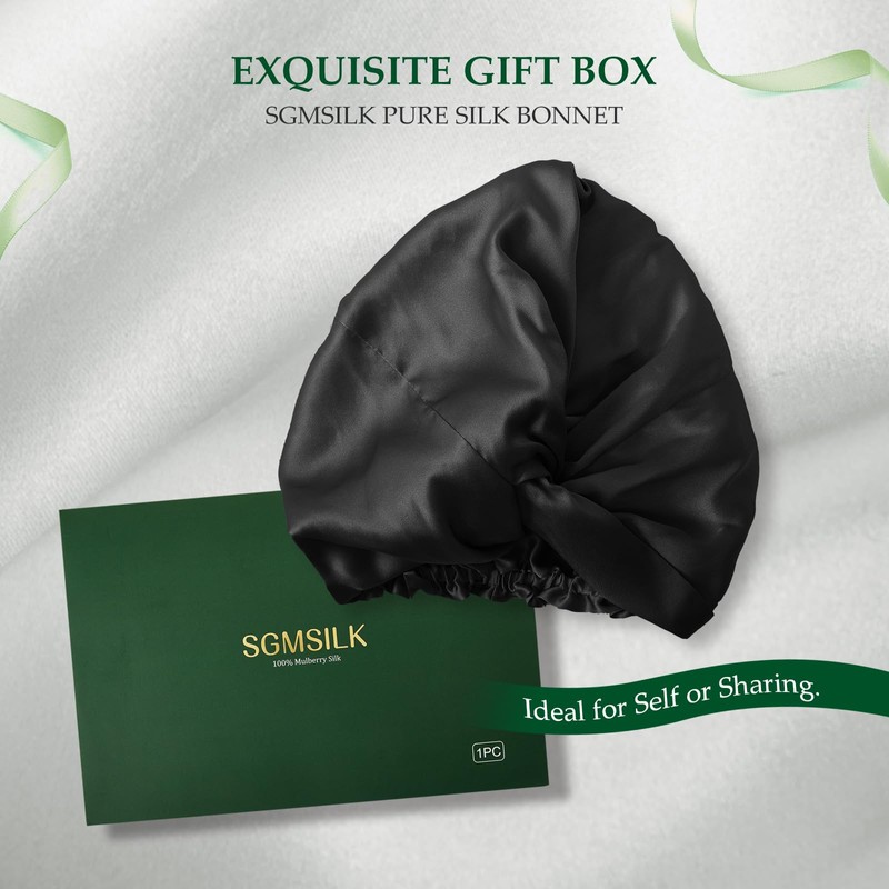 SGMSILK Silk Bonnet for Sleeping Women, 100% Mulberry Silk Sleep