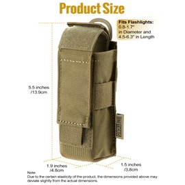 OneTigris Tactical Flashlight Holster for Duty Belt, MOLLE Flashlight Pouch Holder with D-Ring, 500D Nylon EDC Case for Law Enforcement, Security & Night Walking (Fits Streamlight/Fenix)