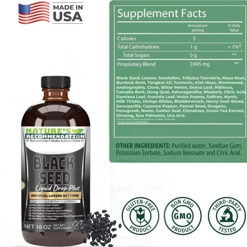 Organic Black Seed Herbal Detox Bitters African Tonic - 16