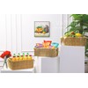 Large Natural Wicker Basket Rectangular with Wooden Handles, Seagrass Storage