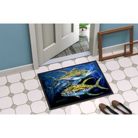 Caroline's Treasures MW1125JMAT Fish - Tuna Tuna Blue Door Mat, Indoor Rug or Outdoor Welcome Mat 24x36 Doormat, 24H X 36W, Multicolor