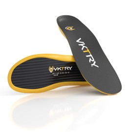VKTRY Gold Carbon Fiber Performance Insoles - Non-Cleated Shoes, Customized Inserts - Basketball, Volleyball & More | Run Fast, Jump High, Land Soft, Support Recovery, US M4-4.5, W6-6.5, <120lb