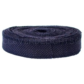 CleverDelights 1" Navy Burlap Ribbon - Finished Edge - 25 Yards - Jute Burlap Fabric