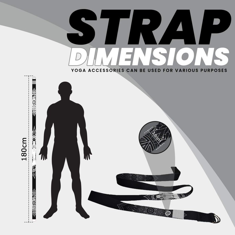 Yoga World D-Ring Yoga Strap 6ft Organic Cotton for Flexibility