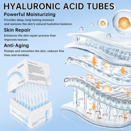 3% Hyaluronic Acid Serum Ultra-Hydrating Vials, 30 PCS Hyaluronic Acid Tubes Reduces Ｗrinkles, Wake Nature Perfection Hyaluronic Acid for Moisturizing and Anti-Aging for All Skins