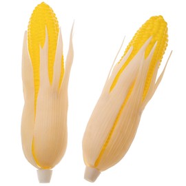 Woration 2pcs Artificial Corn Lifelike Corn Cob Fake Realistic Corn Stalks Simulation Vegetable Imitation Maize Decoration for Photo Prop, White