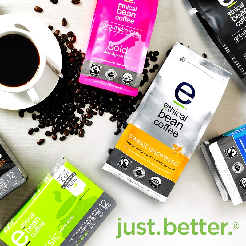 Ethical Bean Coffee Sweet Espresso Medium Dark Roast Fairtrade Organic