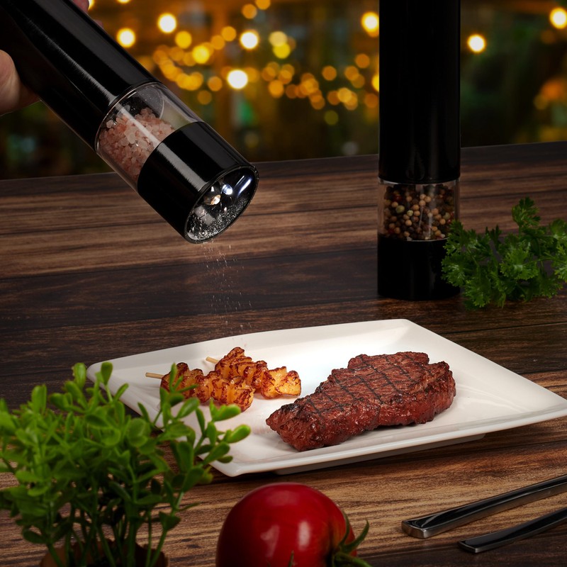 Relaxdays Salt and Pepper Mill, Set of 2, Stainless Steel,