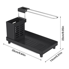 LOHOTEK Sink Organiser, Kitchen Sink Organiser, Black Kitchen Sink Organiser, Caddy with Removable Drain Pan, Utensils, Basket for Kitchen, Bathroom