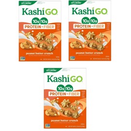 Cold Breakfast Cereal - Vegan Protein - Fiber Cereal - Peanut Butter Crunch byKashi- 16.9 Oz Box - Pack of 3