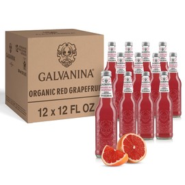 Galvanina Red Grapefruit with Pulp – Premium Organic Italian Sparkling Fruit Beverage, 12 fl oz (12 Glass Bottles) | Ruby Grapefruit with Citrus Pulp, Refreshing Soda & Mixer.