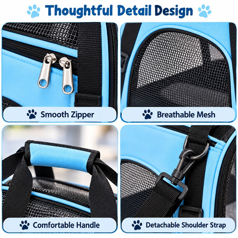 Blue Pet Carrier Bag for Cats and Small Dogs –