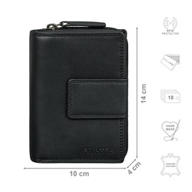 STILORD 'Monnie' Elegant Women's Leather Wallet - NFC & RFID Blocker Purse Women's Large Many Compartments 18 Cards - Stylish Wallet Women Purse in Gift Box, black, coin purse