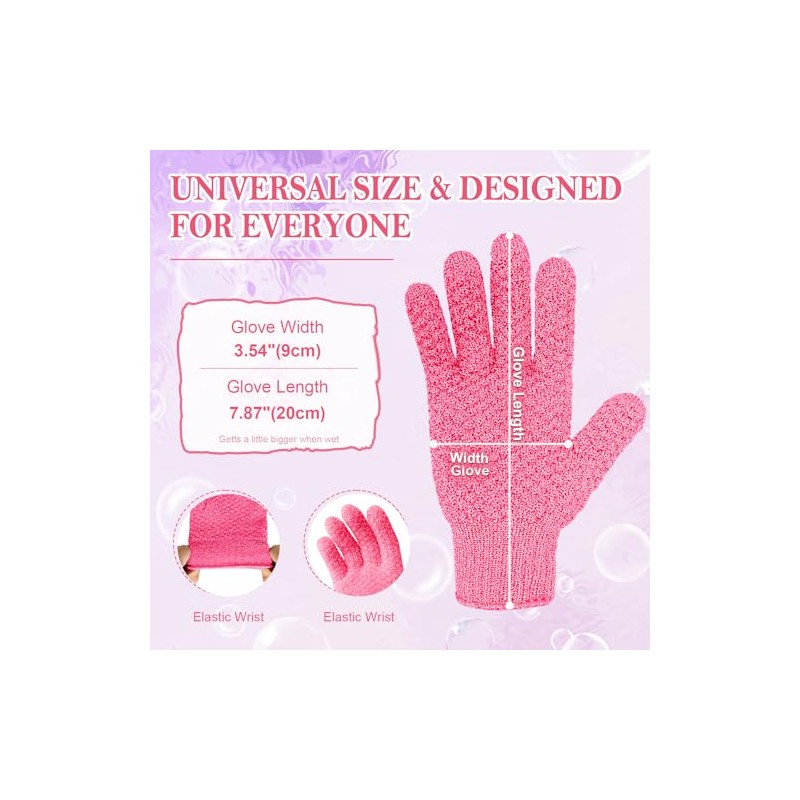 Exfoliating Gloves, 3 Textures Shower Scrub Gloves for Spa, Massage