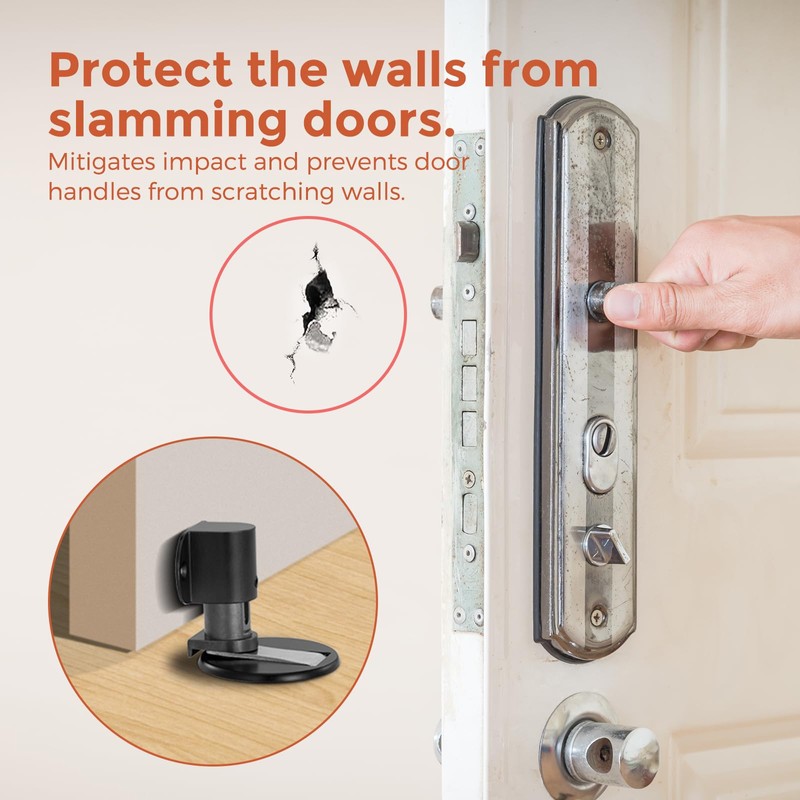 Invisible Magnetic Door Stopper, Adjustable & Floor Standing Door Stopper,