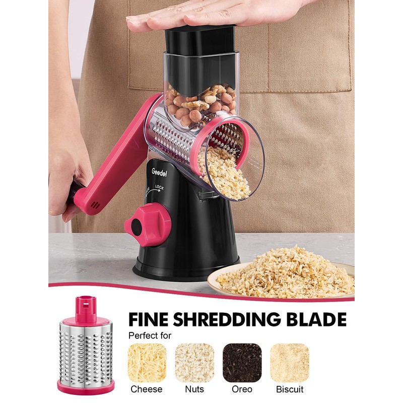 Geedel Rotary Cheese Grater, Kitchen Mandoline Vegetable Slicer