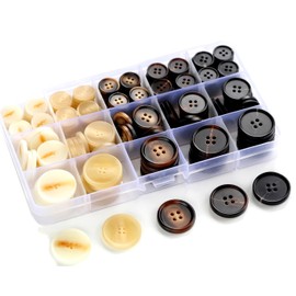 GANSSIA 160pcs Mix 3 Sizes (15mm, 20mm, 25mm) Resin Suit Buttons for Sewing, Round 4 Holes 5 Colors Coat Buttons for Handmade Craft DIY Projects