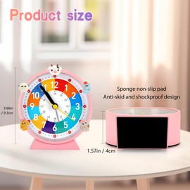 PIXESTT Children's Alarm Clock, Children's Alarm Clock for Back to School, No Ticking Noise, with Night Light and Snooze Function, with 5 Alarm Clock Decoration, Suitable for Learning, Sleep Wake-up C