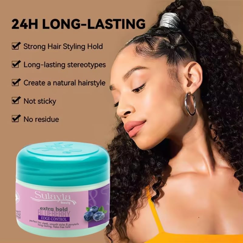 Sulayla Beauty Blueberry Edge Control Extra Hold, 150 grams, for