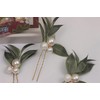 RANXIZY Green Bridal Hairpins Artificial Oliver leaf Large Pearl bride