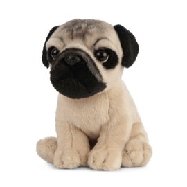Living Nature Pug Puppy, Realistic Soft Cuddly Dog Toy, Naturli Eco-Friendly Plush, 16cm