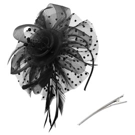 American Trends 2025 Ken-Tucky Derby Fascinators Hat for Women Tea Party Fashion Flower Feathers Headbands Derby Wedding Hat Hair Clip for Girls Women Black