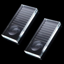 2-in-1 Eyelash Extension Crystal Palette, Glass False Eyelash Stand Tray, Strip Tile Holder for Lashes Glue Nail Art Painting Colour Toning Glass Board (Pack of 2)