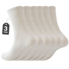 kepiibi 3 Pairs Pilates Socks with Grips for Women, Non Slip Yoga Grip Socks, Grippy Ballet Barre Socks for Dance Hospital