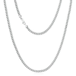 KRKC&CO Men’s Chain Necklace, Stainless Steel Cuban Link Chains 4mm, Anti-Tarnish Nickel-Free Flat-Cut, Thin Gold chain Silver Chain for Man Unisex(4mm-Stainless Steel, 22)