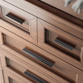 Cobbe 10 Pack 3 Inch & 5 Inch Hole Center Spacing i-Shaped Solid Kitchen Cabinet Handles, Matte Black Handles and Pulls for Bathroom Cabinets and Drawers Hardware