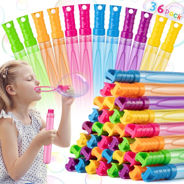 36 Pack Big Bubble Wands Bulk in 6 Colors, Ideal