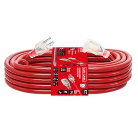 CRAFTSMAN 100 Ft. Heavy-Duty Extension Cord 12/3 SJTW, Industrial Outdoor Waterproof Power Cable with Lighted 3-Prong Plug & Storage Strap, 15A/1875W/125V, ETL Certified
