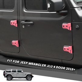 Jimen Fit for Jeep Wrangler JLU 4 Door 2018-2024, 20PCS Door Hinge & Tailgate Hinge Cover Exterior Trim Accessories (Pink)