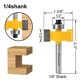 Exqutoo 1/4 Inch Shank Rabbet Router Bit Set with 6 Adjustable Bearing Carbide Tipped Rabbeting Bit(1/8",1/4",5/16" 3/8",7/16",1/2") CNC Router Bits Woodworking Tools for Doors Drill Bit…