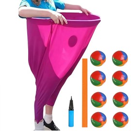 Juego de juegos de patio con 1 pantalón gigante, 8 bolas hinchables, 1 bomba de aire y cintas, juegos de lanzamiento al aire última intervensión para adultos, reunión familiar, actividades de equipo