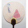 Round Full Fan Summer Zukushi Watermelon Beige Approx. 10.2 x
