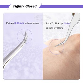 LANKIZ Eyelash Extension Tweezers Stainless Steel Straight and Curved Volume Lash Tweezers Set for Eyelash Extension Professional