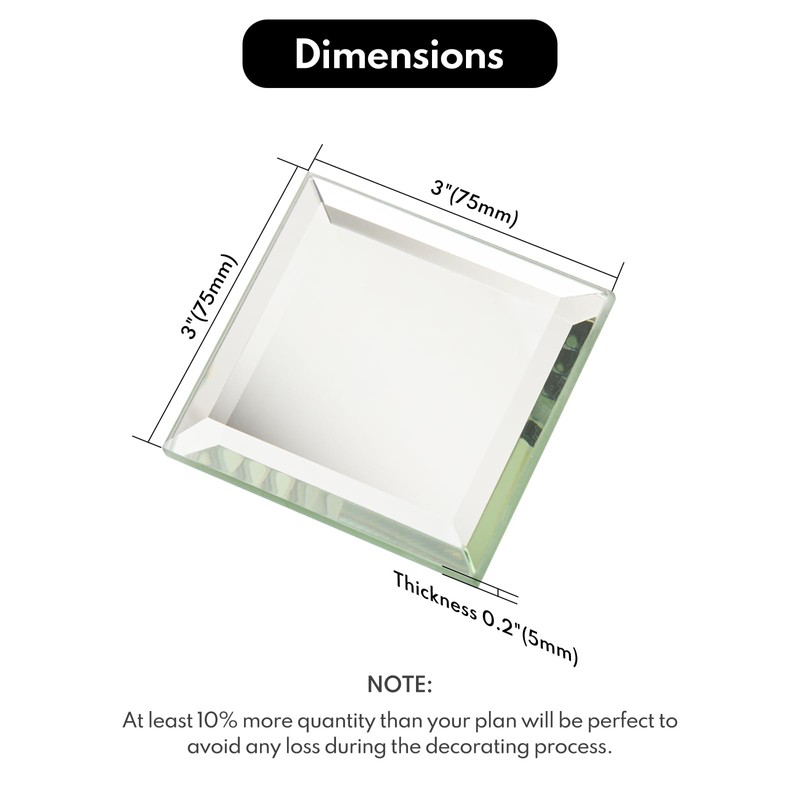 Lovdeco Peel and Stick 3 Inch Beveled Mirror Glass Tile