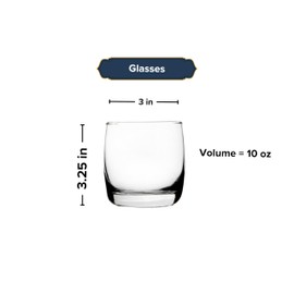 GIFTS PLAZA Rocks Glasses Set of 6-10 Ounce Modern Stemless Glassware for Water, Juice, Cocktails, Margarita & Beer - Bourbon Glass, Shot Glass, Rock Tumbler, Ideal Party Set