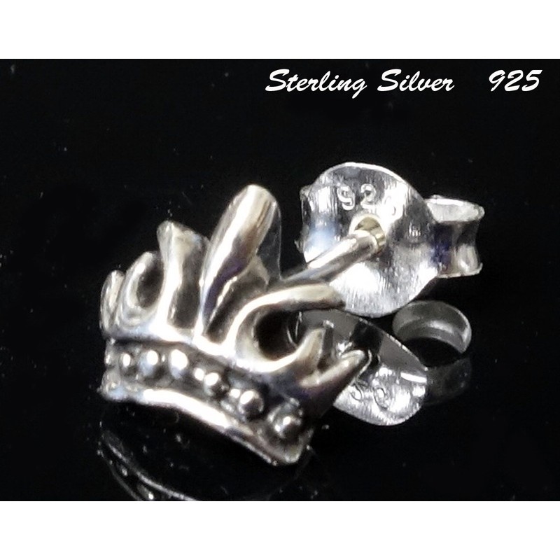 [Silver 925] 片耳 Earrings Punk Rock Gothic Crown Men's Women's;