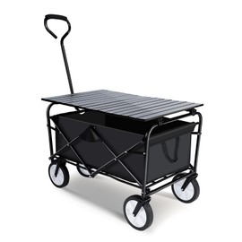 YSSOA Collapsible Garden Cart/Wagon with Aluminum Alloy Table,Heavy Duty Folding Wagon with Aluminum Table Plate,Wagon Cart for Camping Picnic Outdoor